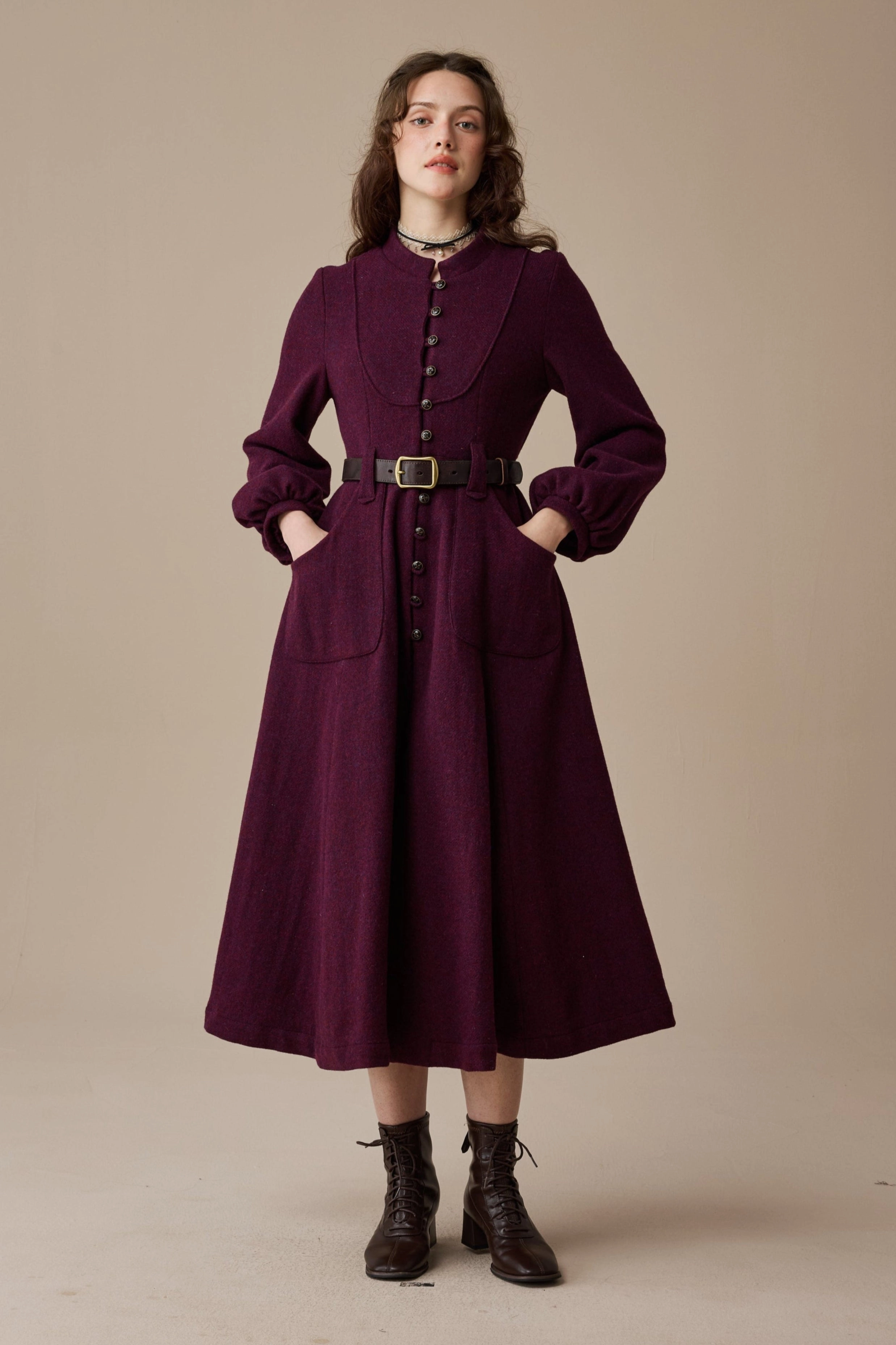 Margaret 25|100% wool buttoned down coat Street Style Soft-touch daywear