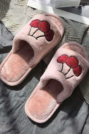 Fluffy Indoor Slippers (Cherry)