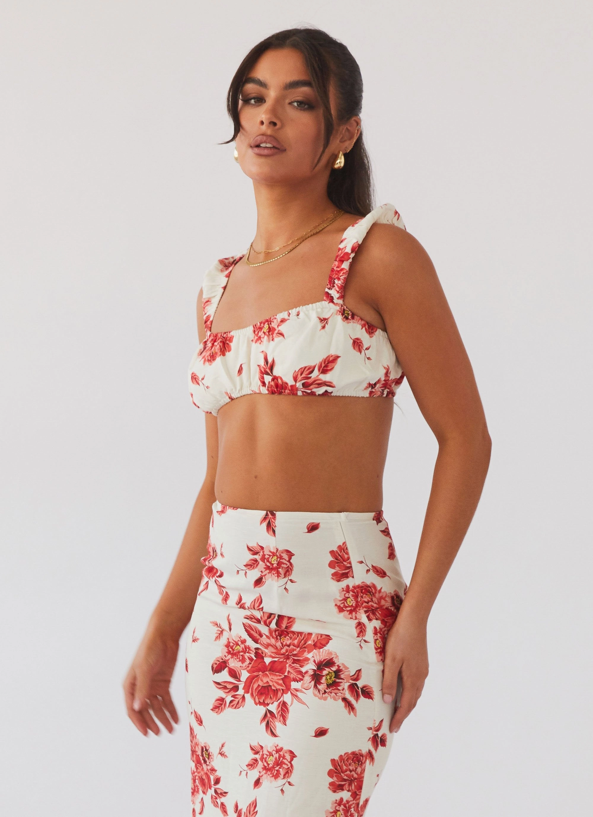Valencia Villa Bralet Top - Rosa Floria Soft Touch Feel Reflective Trim Details