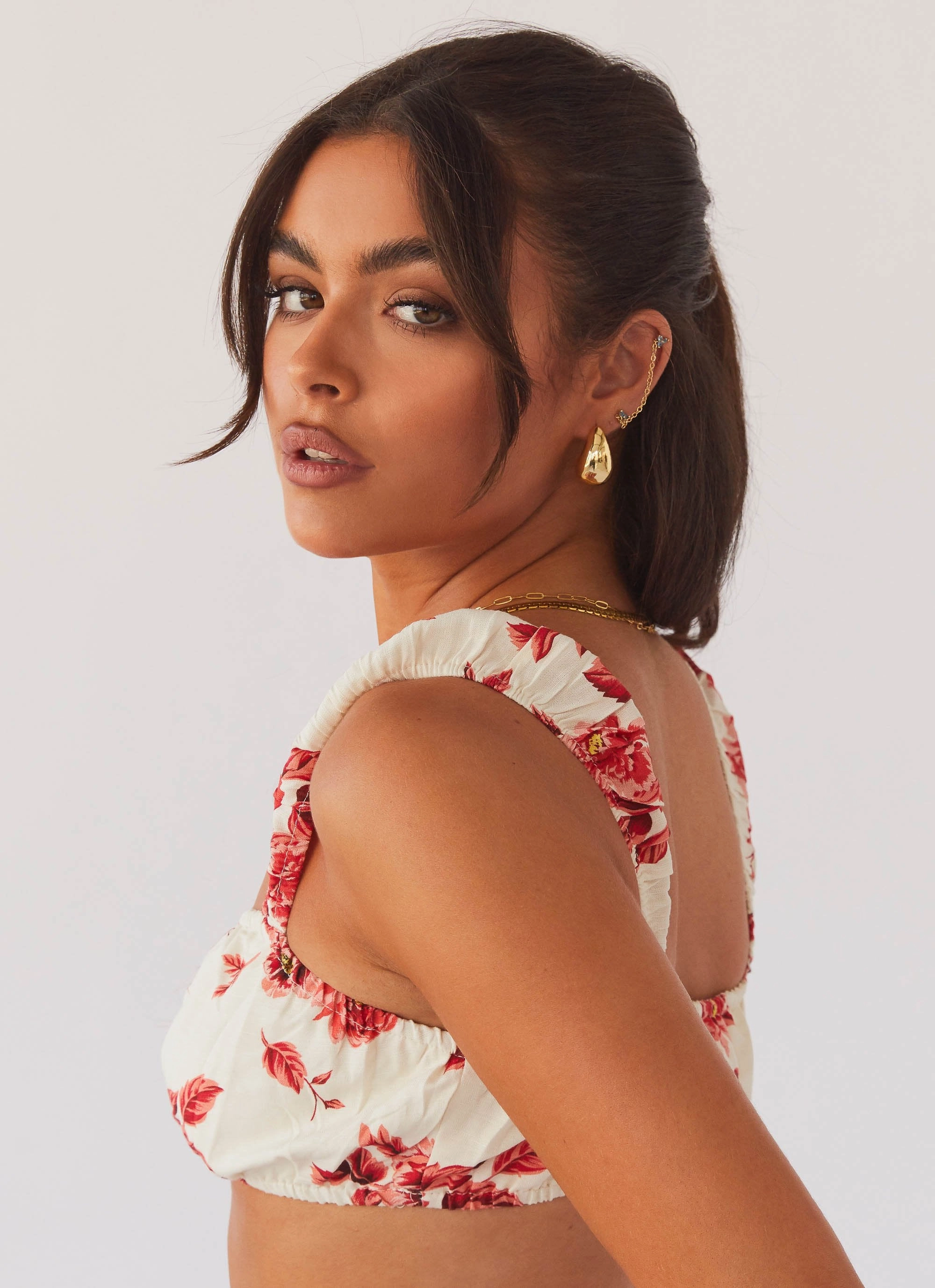 AbrasionResistant Surface Bold Design Valencia Villa Bralet Top - Rosa Floria