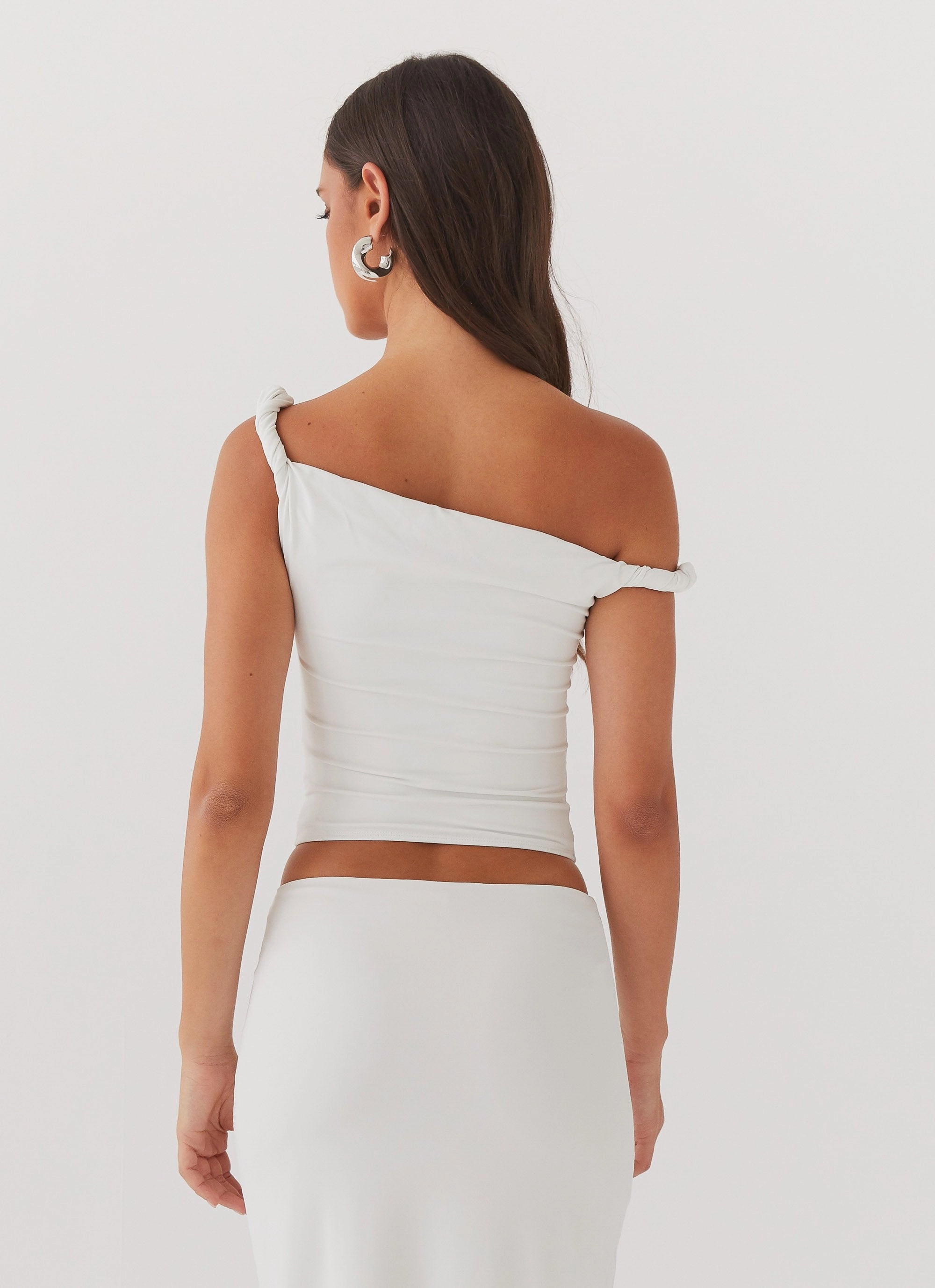 Solace Soul Twist Shoulder Top - Ivory MidweightJersey