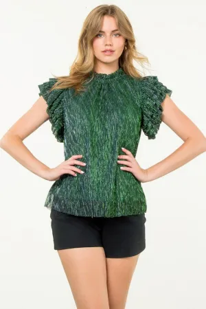 Flutter Sleeve Emerald Top