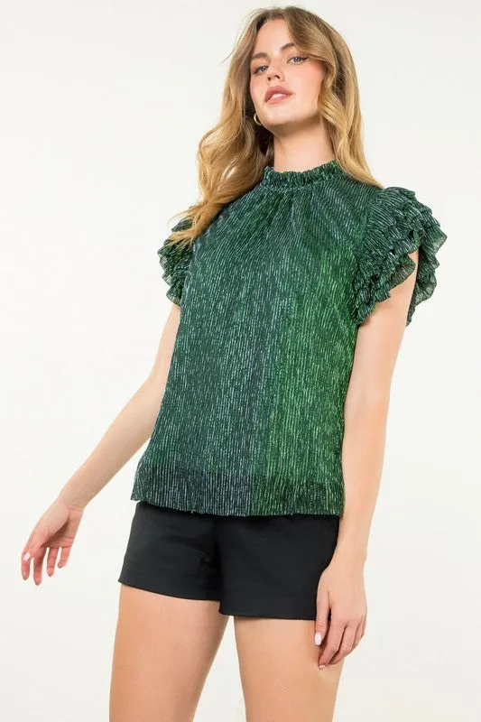 Flutter Sleeve Emerald Top