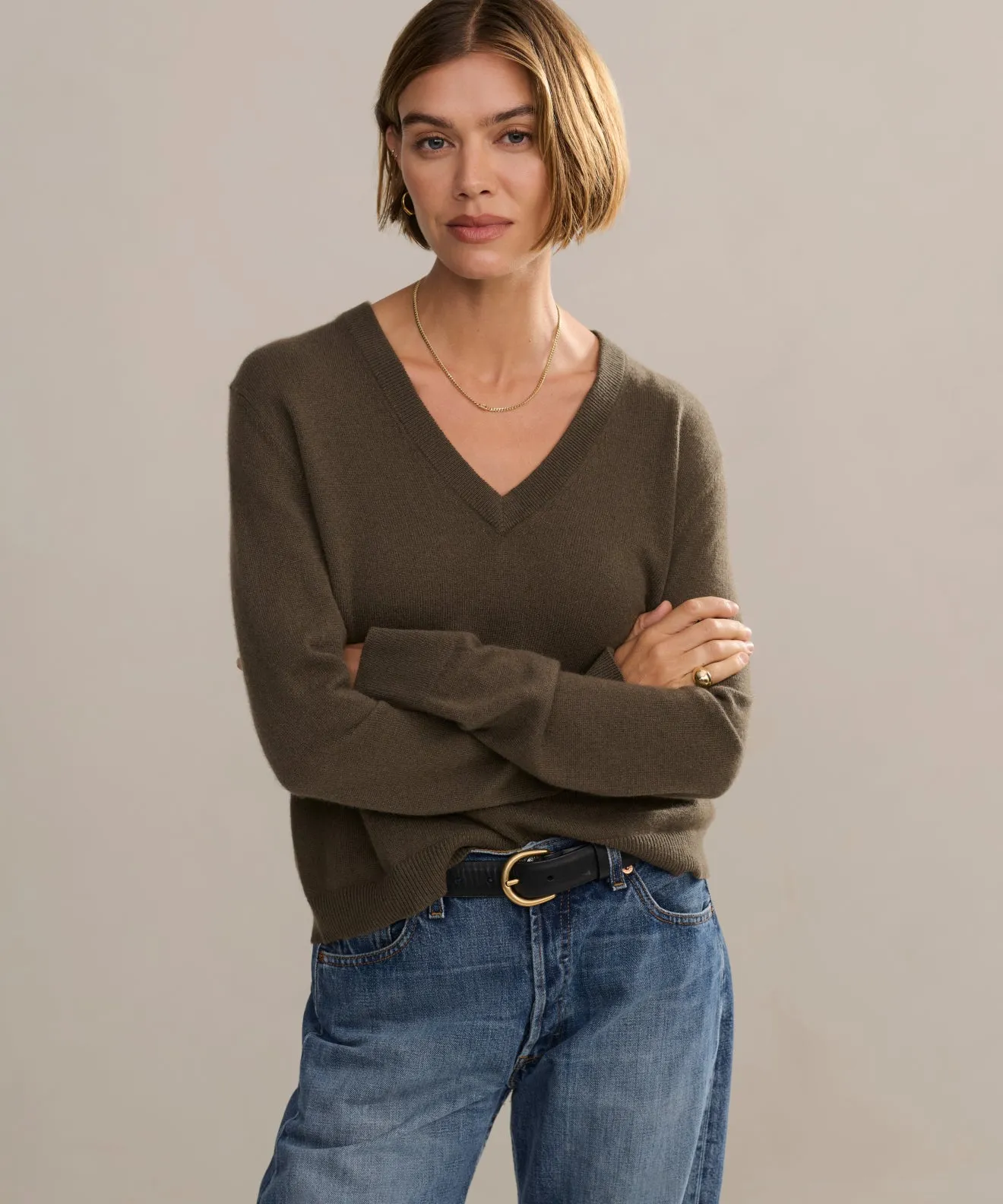 Flynn Cashmere Sweater FadeResistant Treatment Neutral Tone Palette