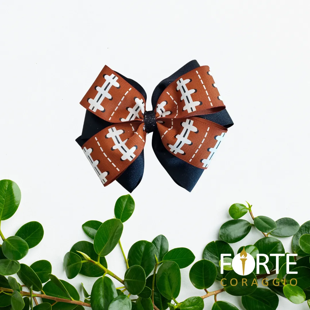 Football Hair Bow for Girls