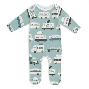Footed Romper - Food Trucks Surf Blue
