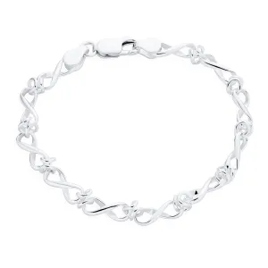 Forever Love Knot Infinity Chain Link Bracelet Sterling Silver 7.5 Inch