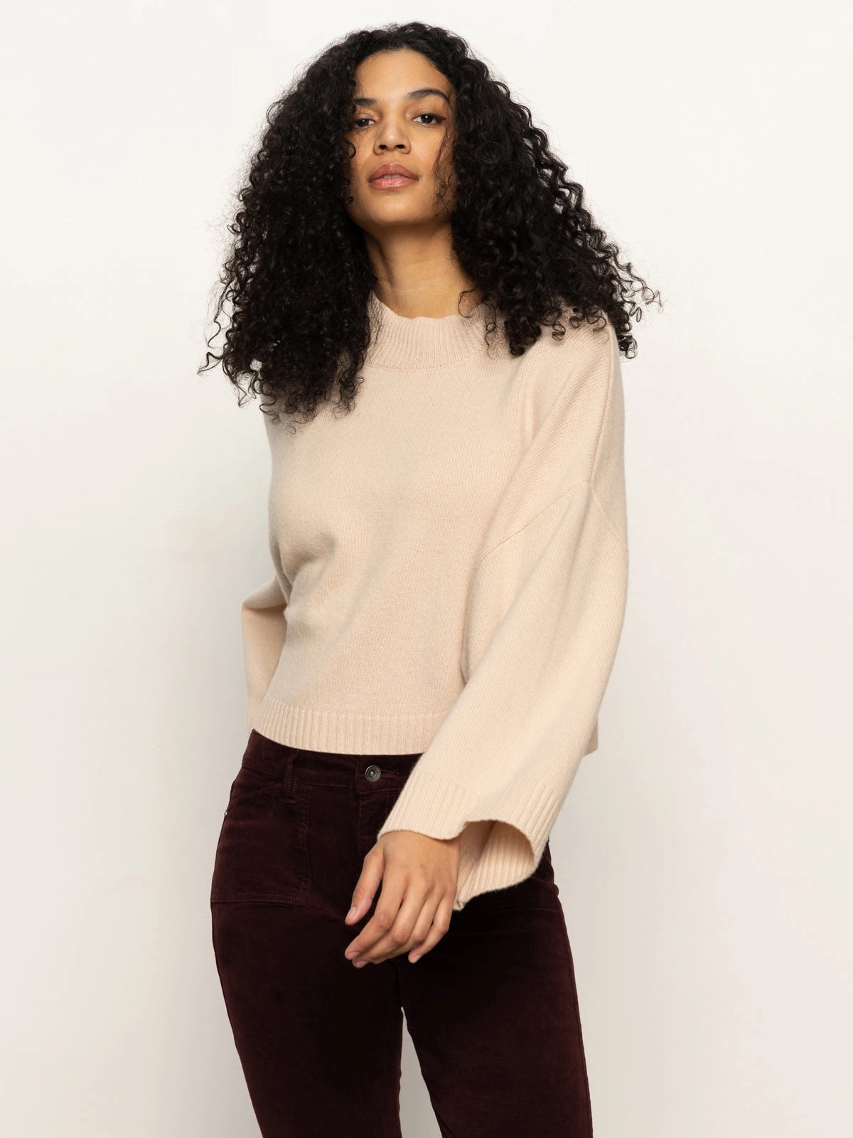 Unisex Fit Forever Wool Cashmere Popover Toasted Beige