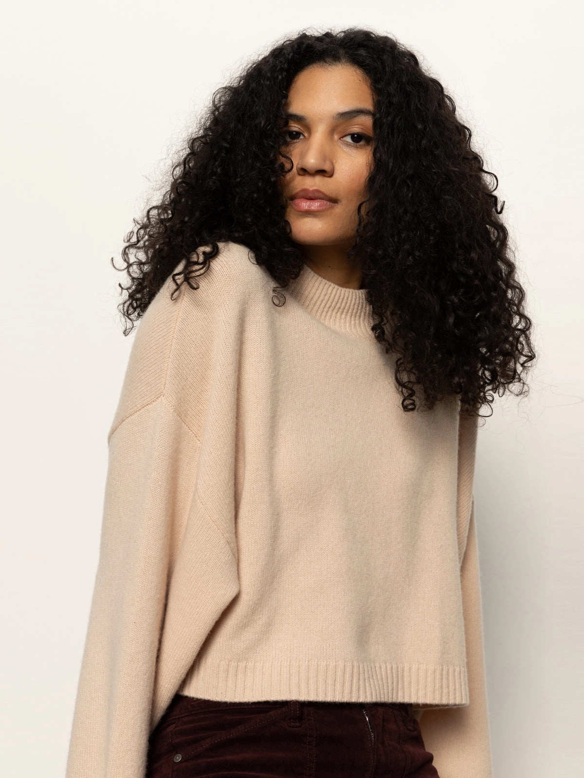 Forever Wool Cashmere Popover Toasted Beige Reinforced Neckline Stitching Relaxed Comforted