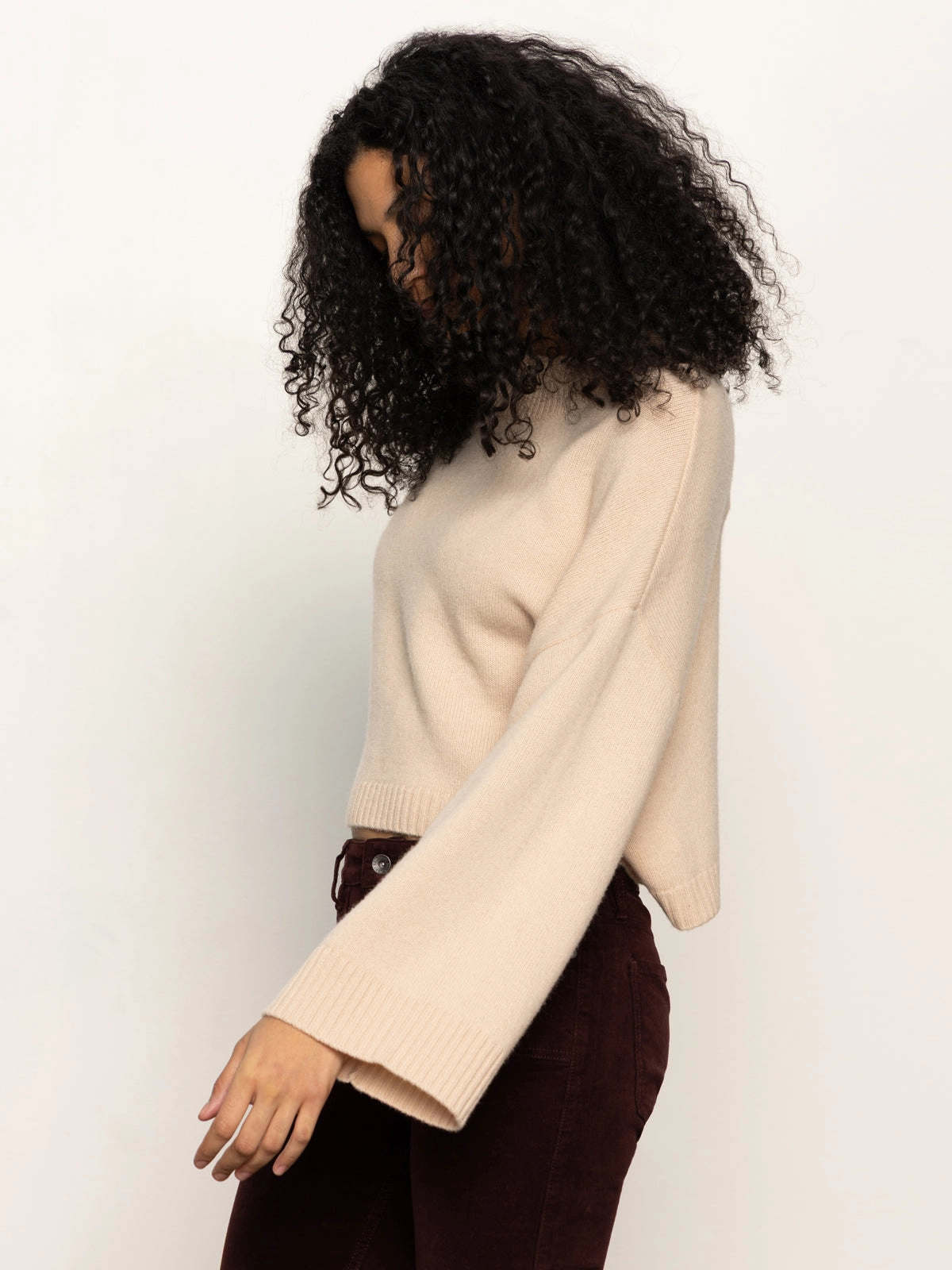 Forever Wool Cashmere Popover Toasted Beige Stretchable Cuffs