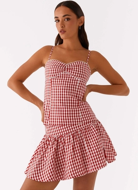 Form Fitting Bellamy Mini Skirt - Red Gingham Bellamy Mini Skirt - Red Gingham StretchFabric Breathable Mesh Panels