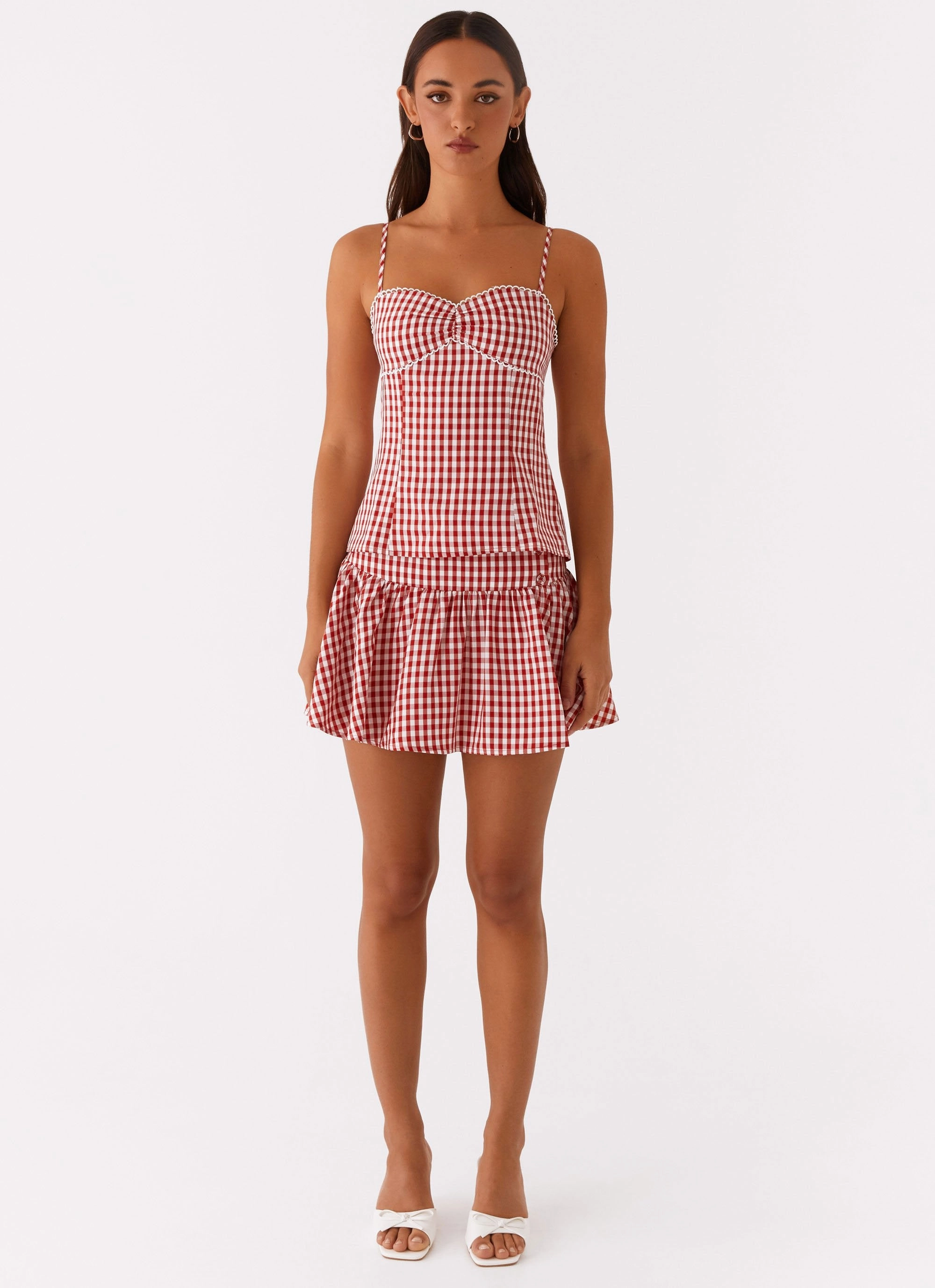 Bellamy Mini Skirt - Red Gingham QuickDryTechnology