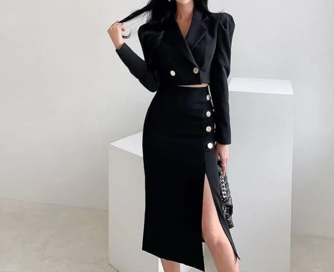 Formal Coat   Slit Skirt 2pcs Set