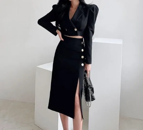 Formal Coat   Slit Skirt 2pcs Set