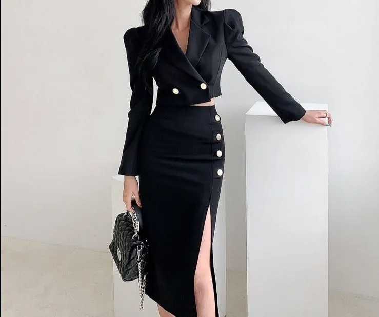 Formal Coat   Slit Skirt 2pcs Set