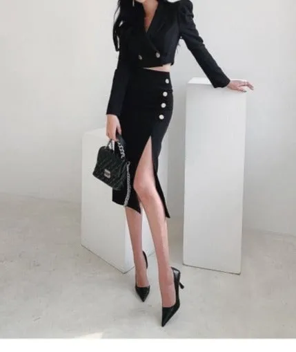 Formal Coat   Slit Skirt 2pcs Set