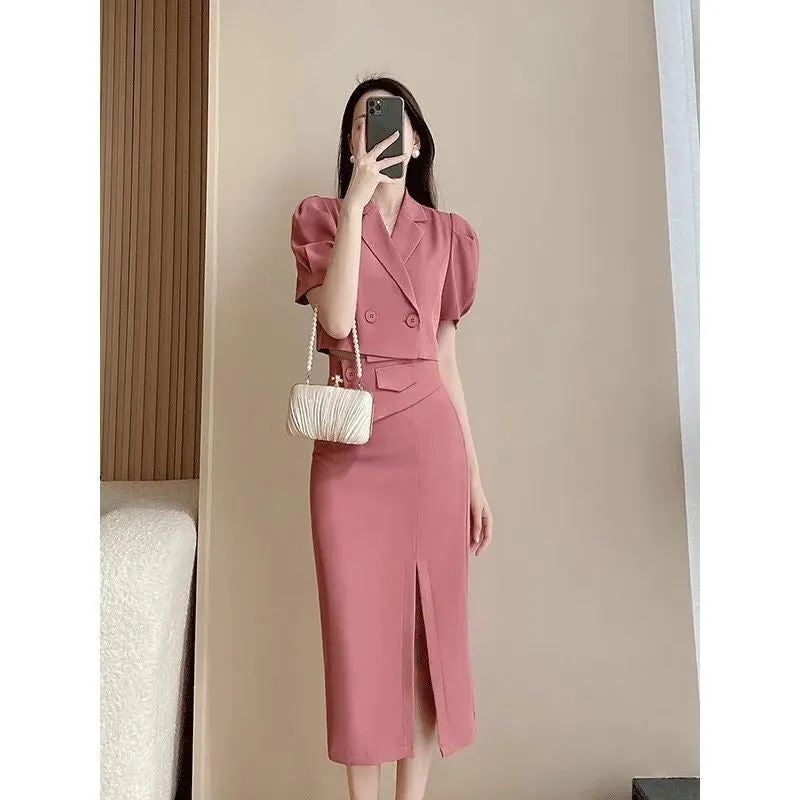 Formal Coat   Slit Skirt 2pcs Set