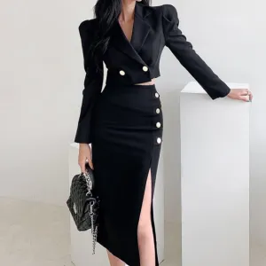 Formal Coat   Slit Skirt 2pcs Set
