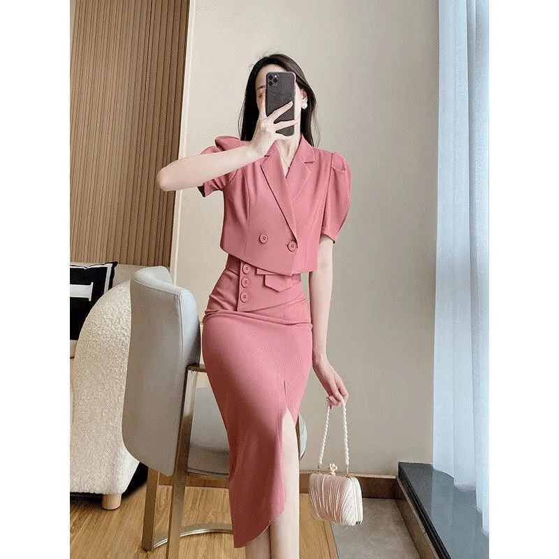 Formal Coat   Slit Skirt 2pcs Set