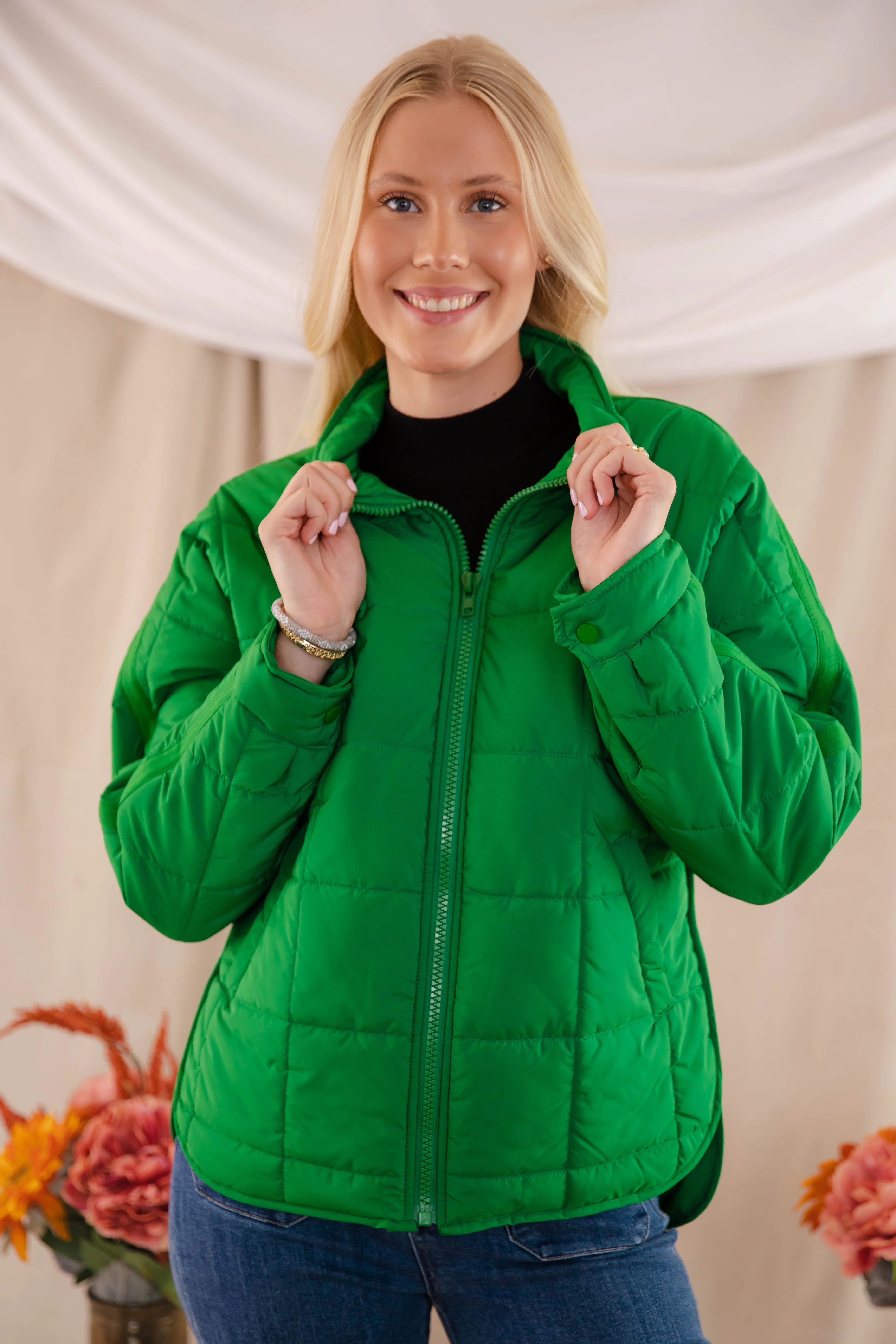 Don't Hesitate Puffer Jacket-Green OversizedFit