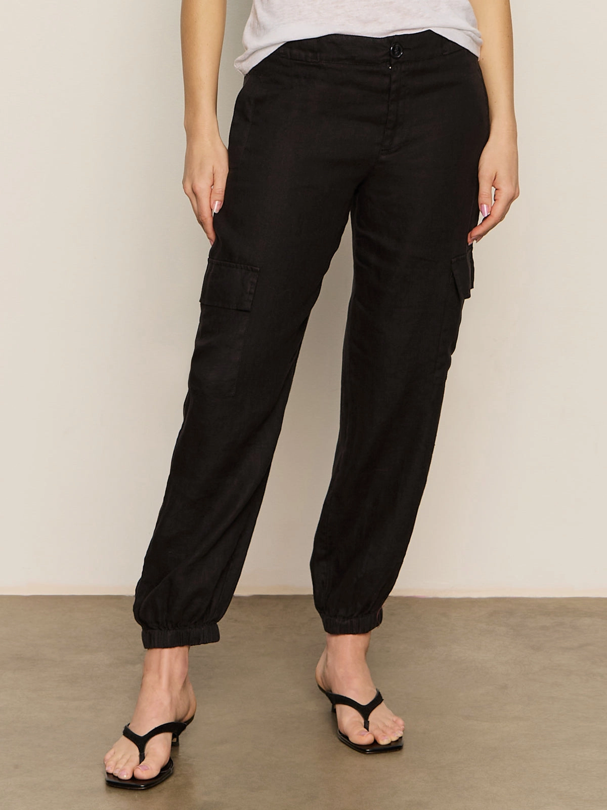 Seamless Comfort Quick Adjust Fit Take Over Linen Jogger Standard Rise Pant Black