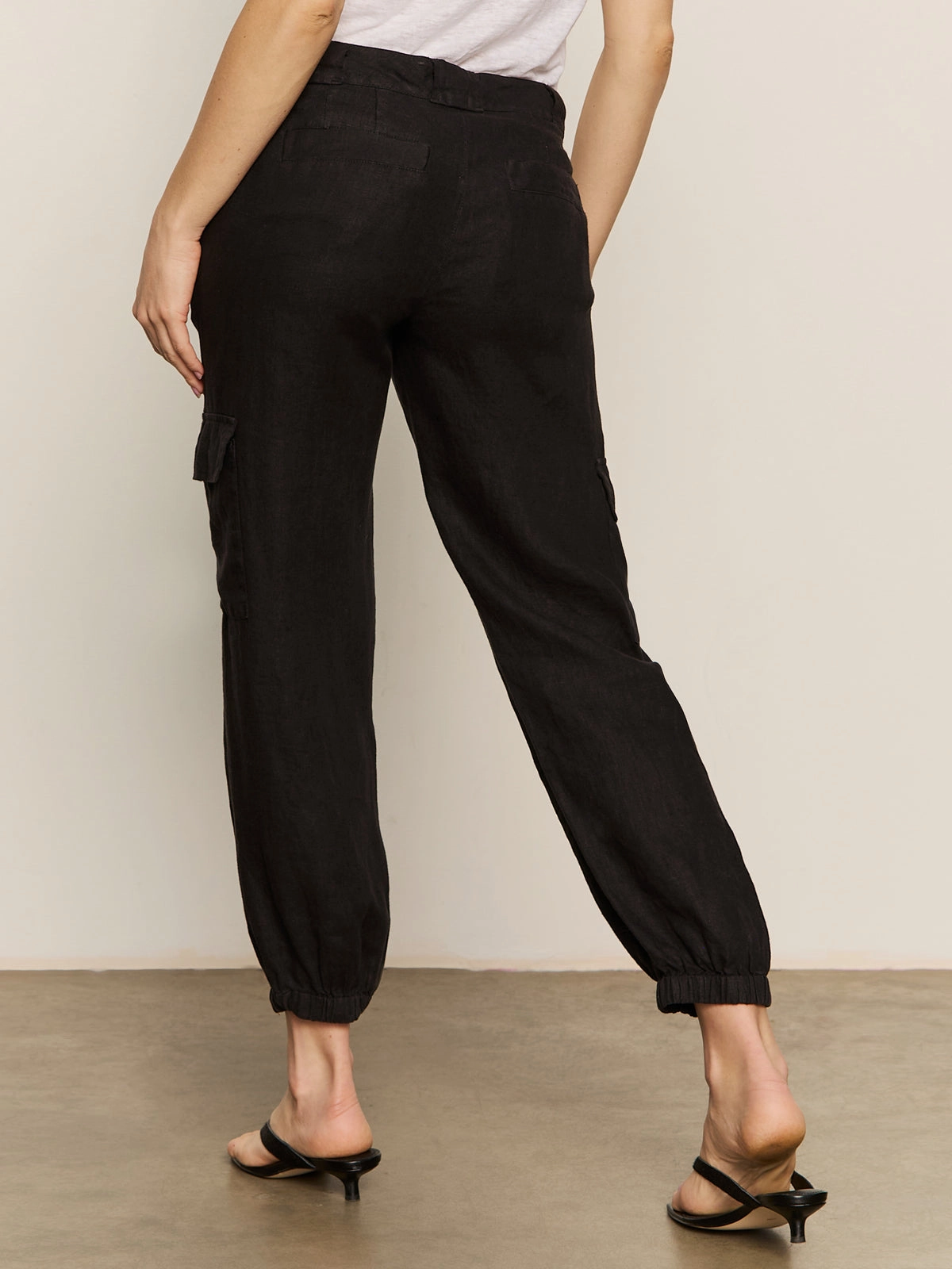 Relaxed Comfort Fit Take Over Linen Jogger Standard Rise Pant Black