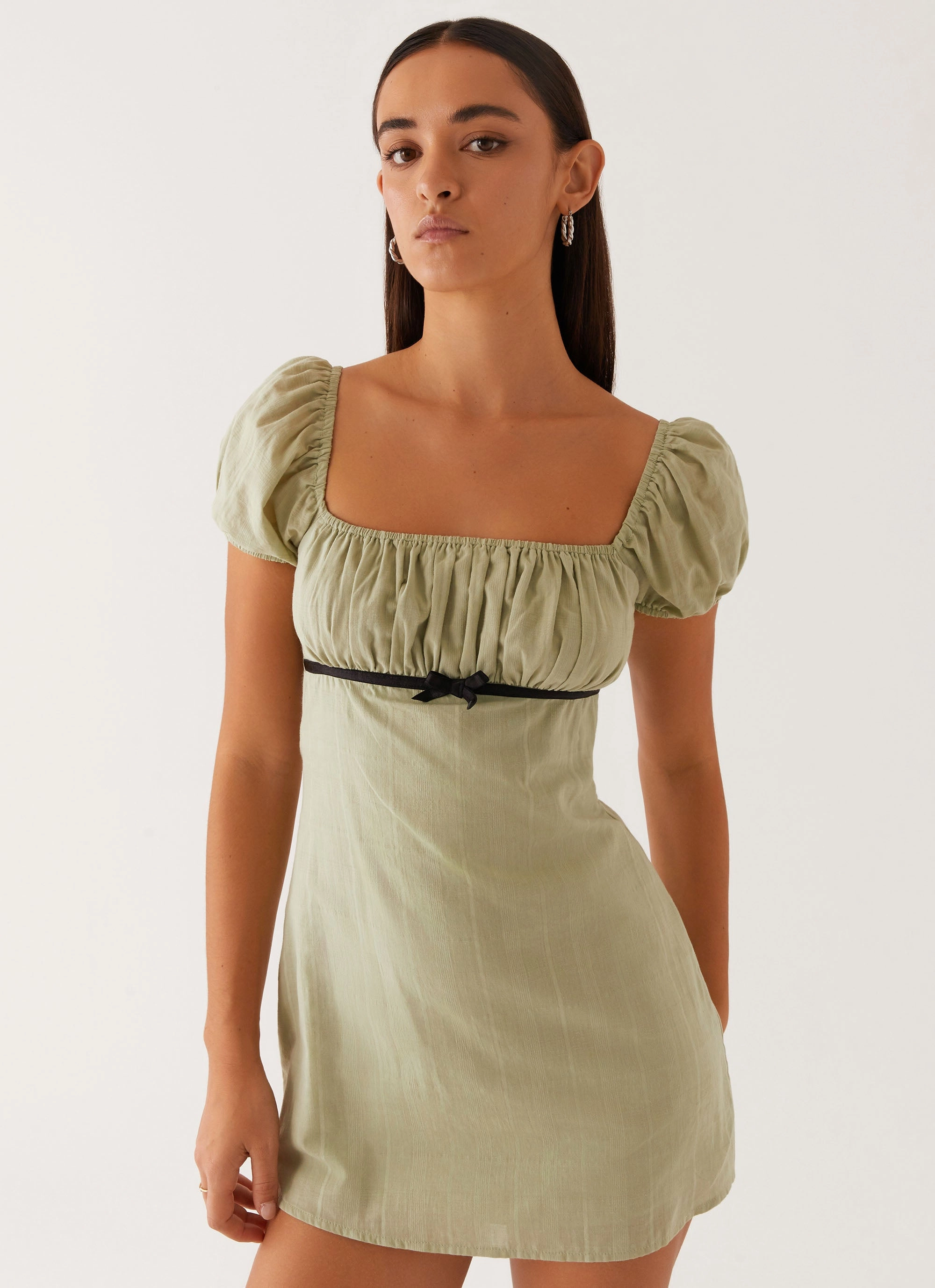 Elegant Mature Fran Mini Dress - Pastel Green