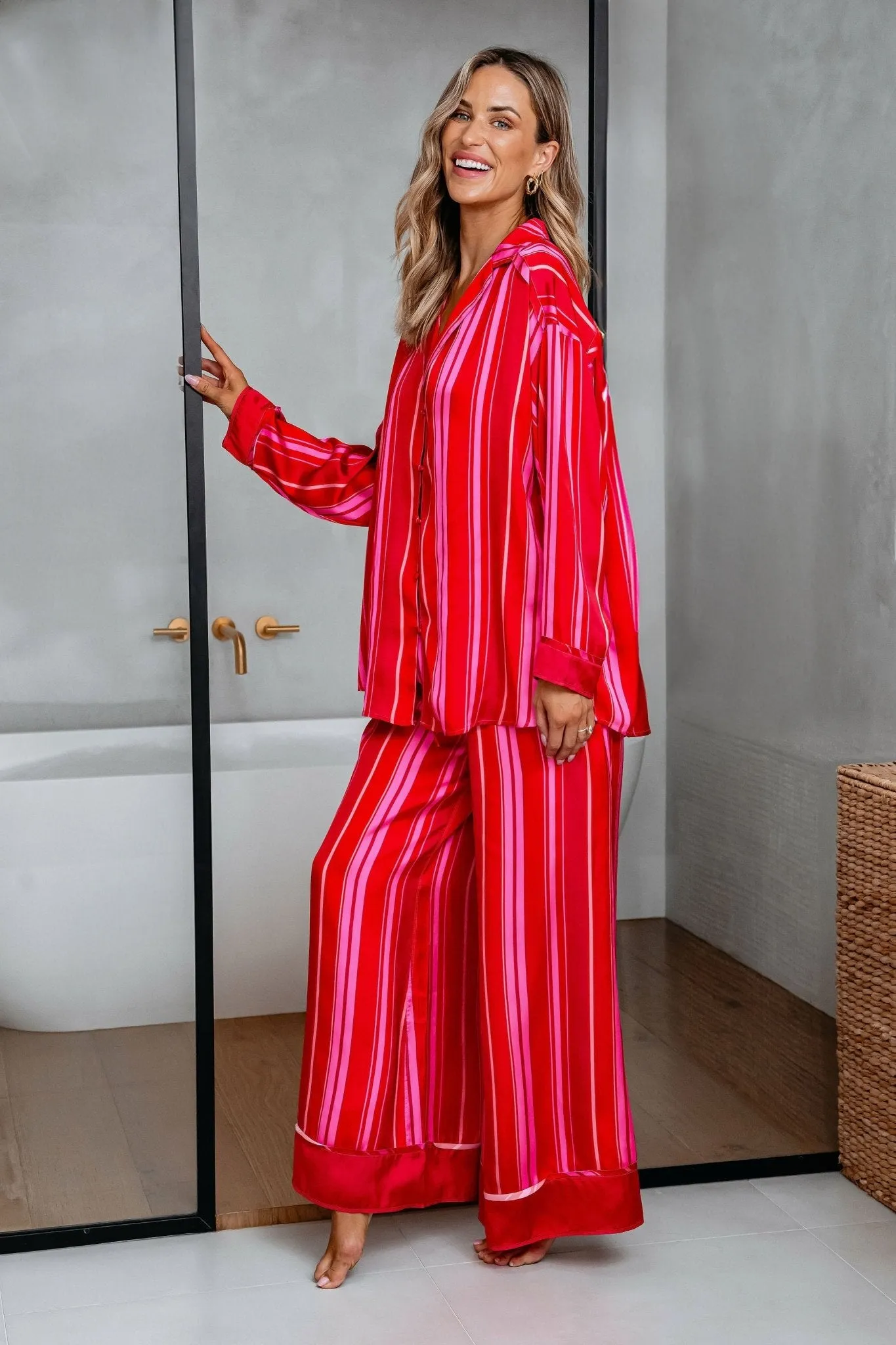 Free People Red Striped Dreamy Days Pajama Set