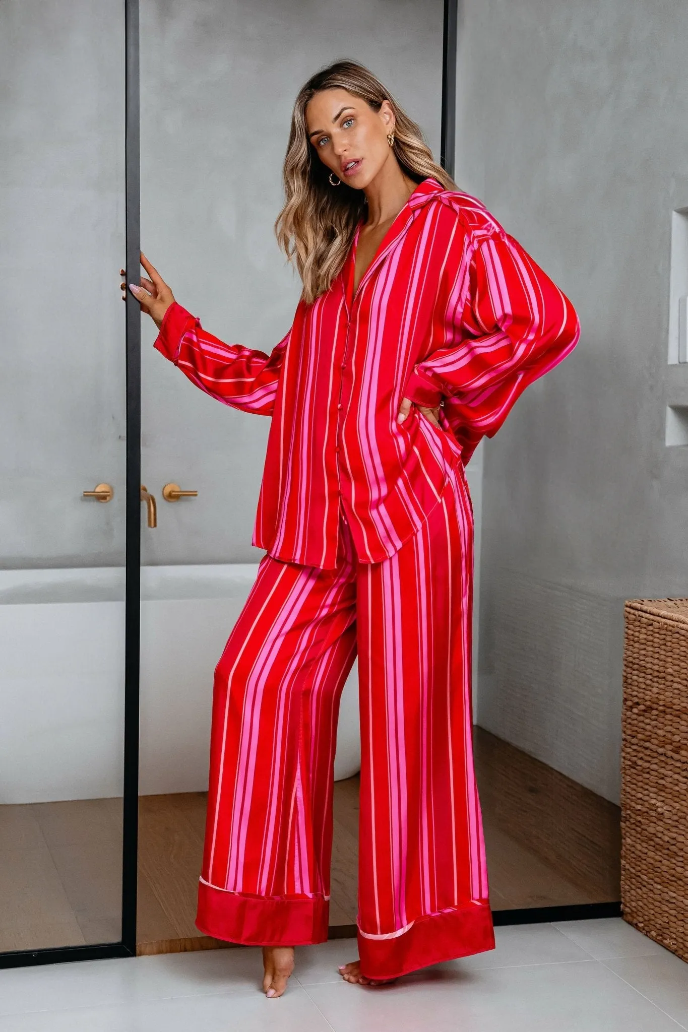 Free People Red Striped Dreamy Days Pajama Set