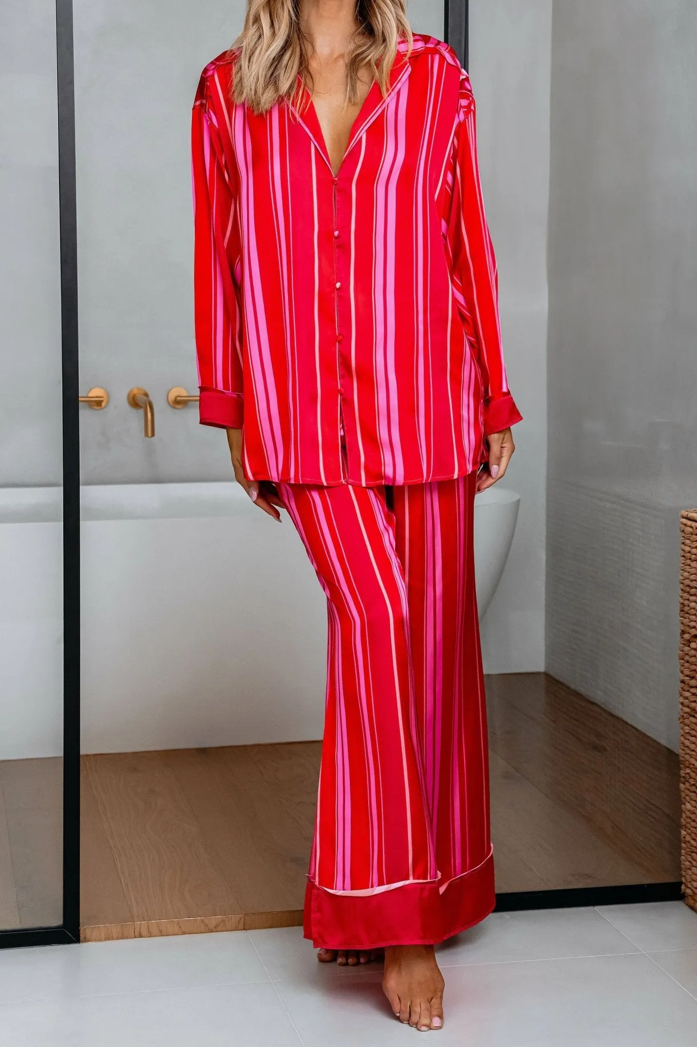 Free People Red Striped Dreamy Days Pajama Set