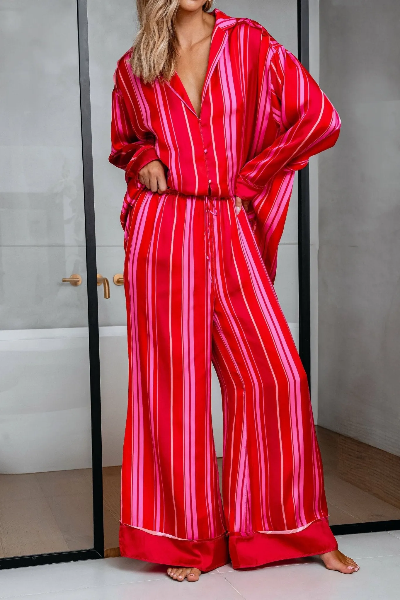 Free People Red Striped Dreamy Days Pajama Set