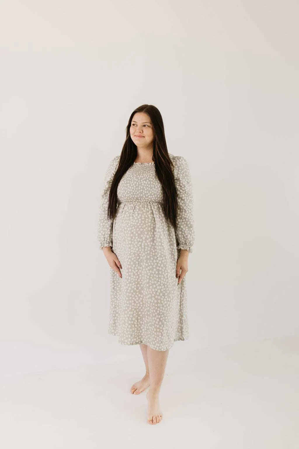 French Gray Floral Dress