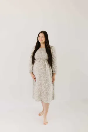 French Gray Floral Dress