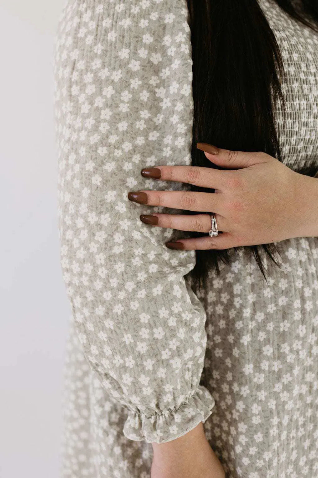 French Gray Floral Dress