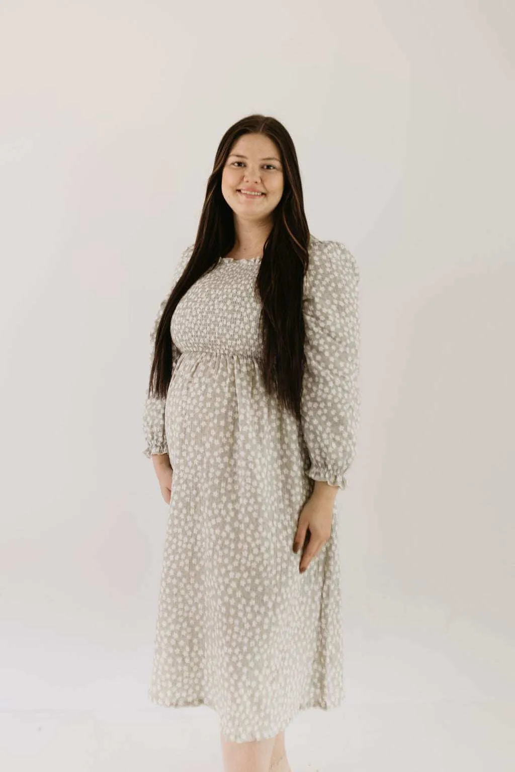 French Gray Floral Dress