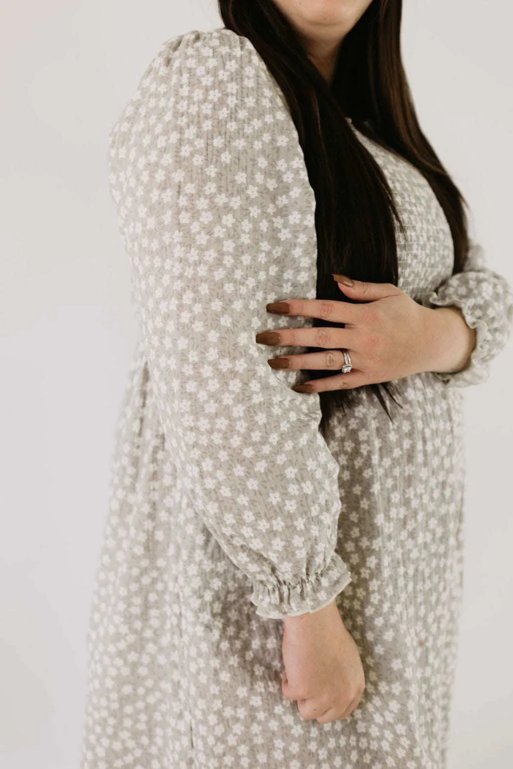 French Gray Floral Dress