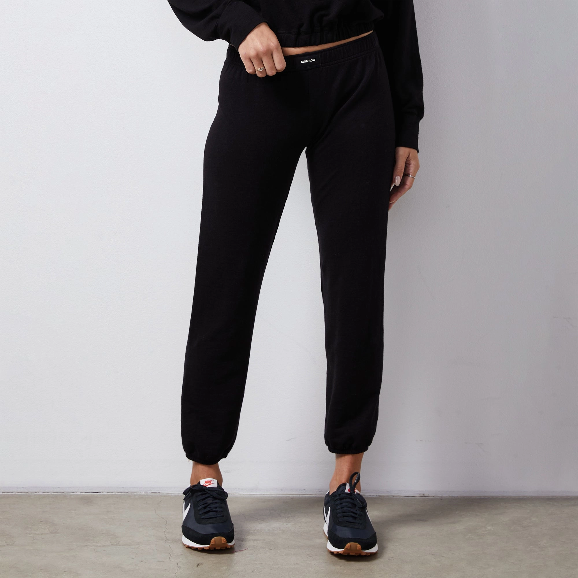 French Terry Crop Elastic Waist Sweat Thermal Regulation System