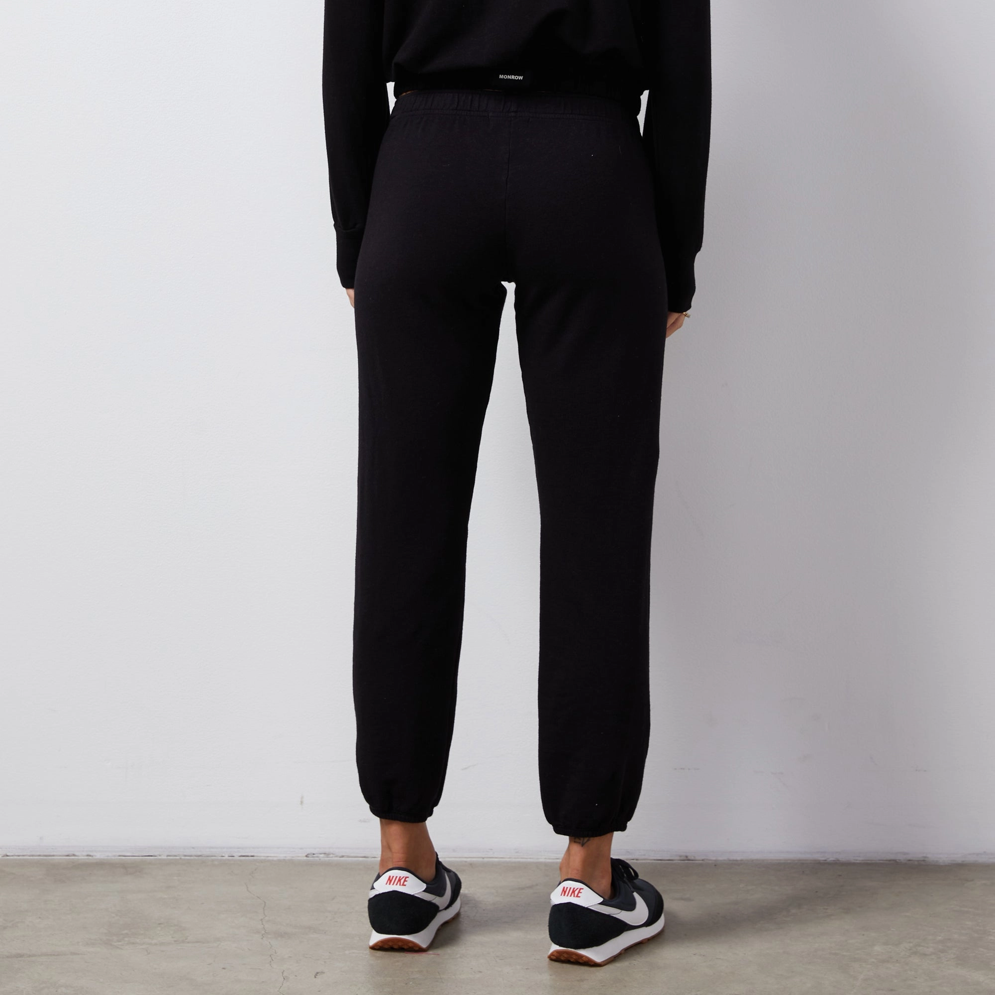High Neck Design French Terry Crop Elastic Waist Sweat