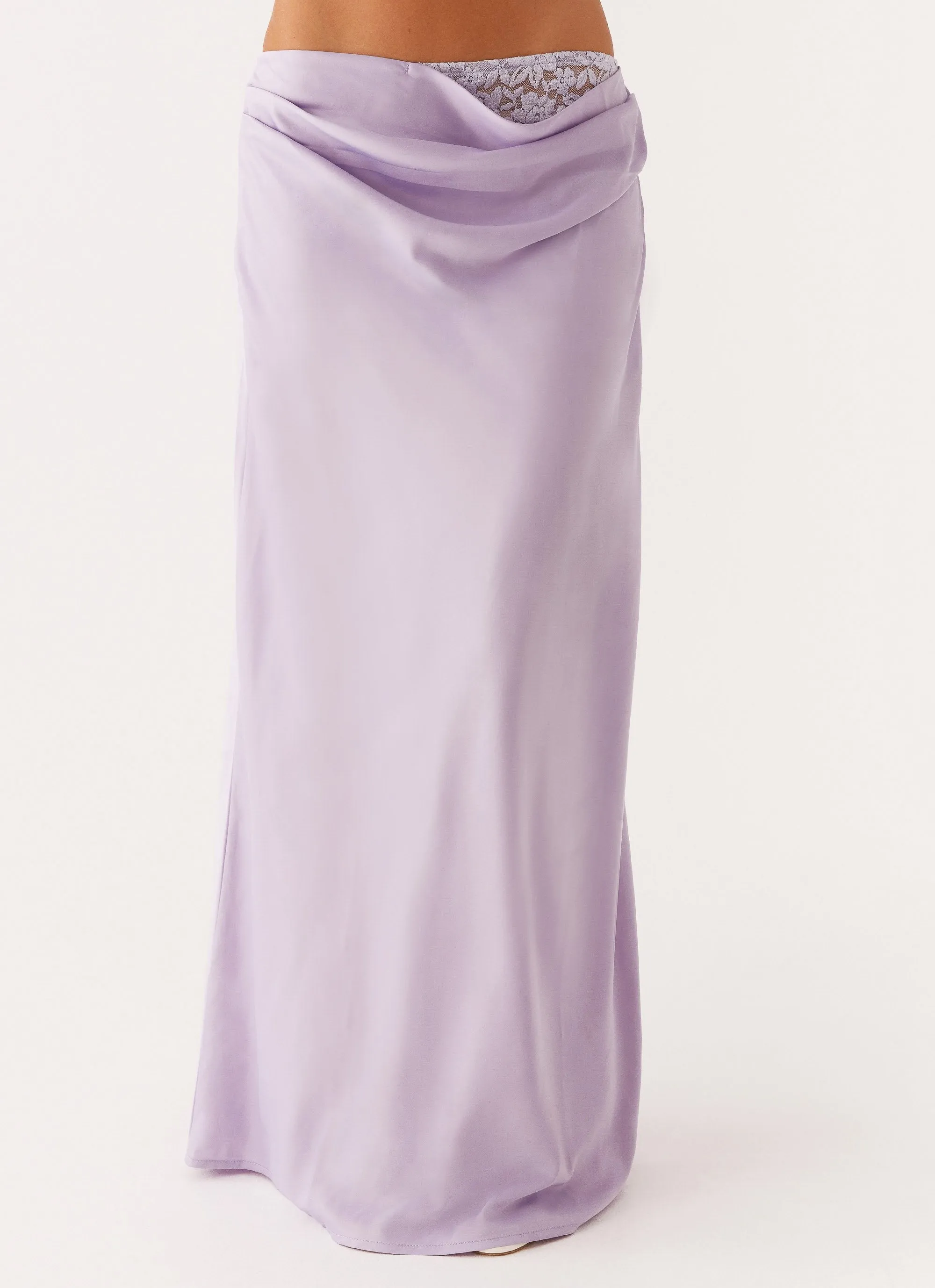 Nancy Lace Satin Maxi Skirt - Lilac Workout Ready Durable Comfort