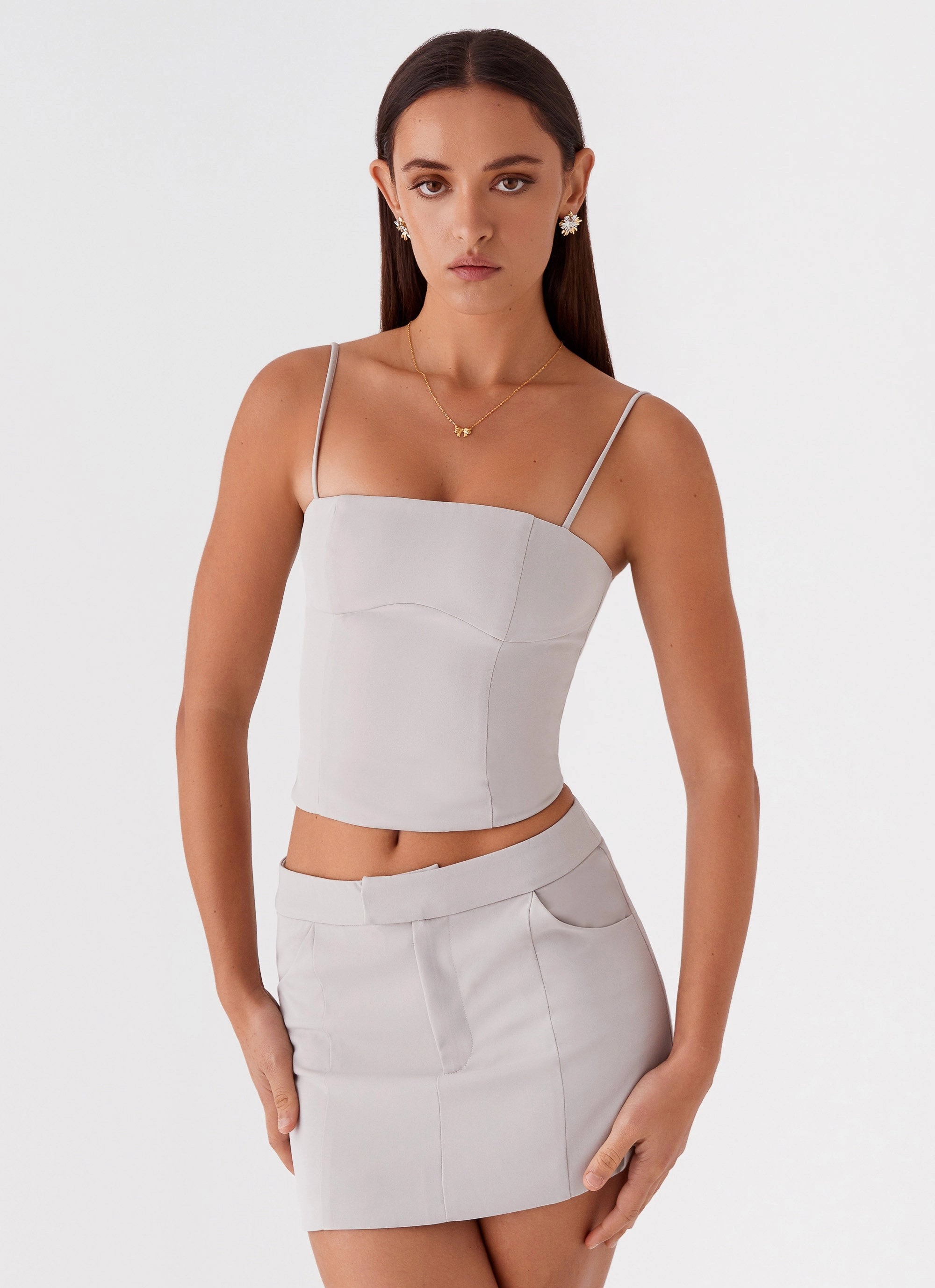Eliana Suit Mini Skirt - Grey Runway Inspired Fair trade