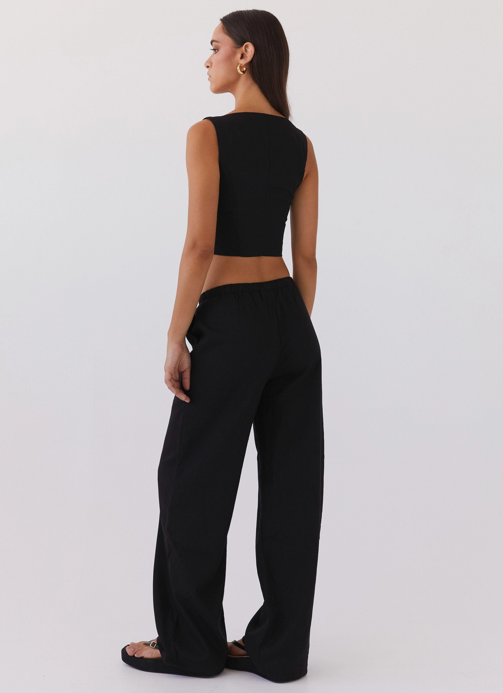 Fresh Face Linen Pants - Black Casual Layer Quick Fit Design