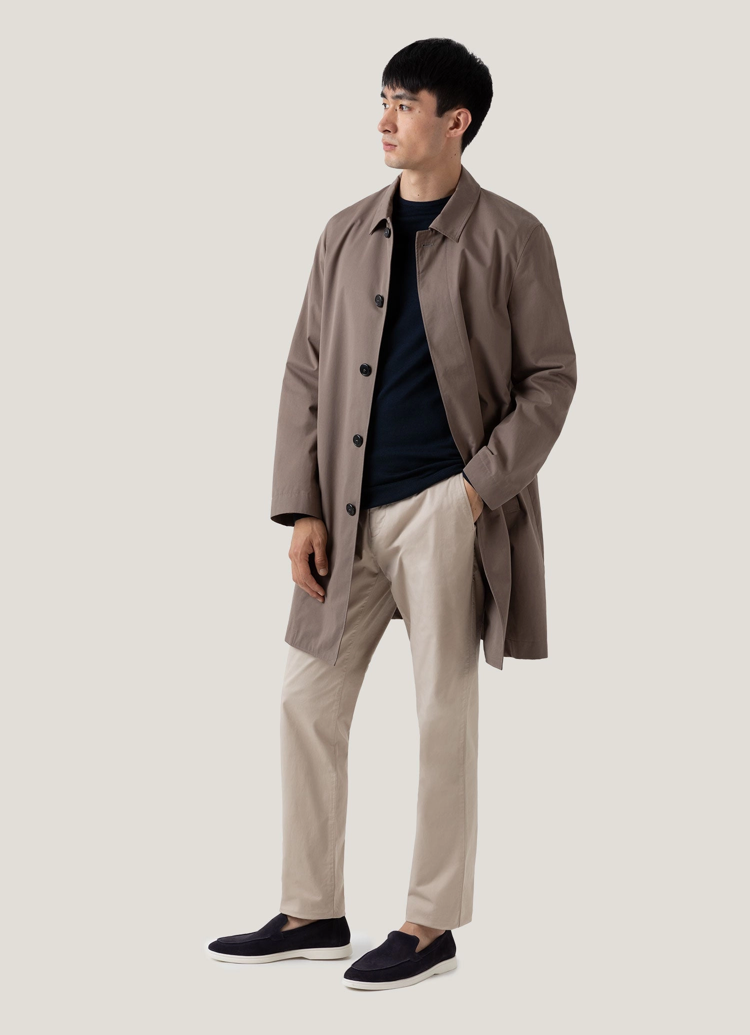 Men's Extra-Fine Merino Crew Neck in Light Navy Double Layered Design Indoor Comfort