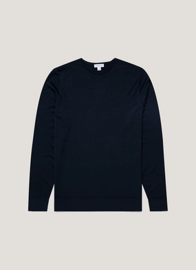 fresh feel Men's Extra-Fine Merino Crew Neck in Light Navy Men's Extra-Fine Merino Crew Neck in Light Navy Cozy Comfort
