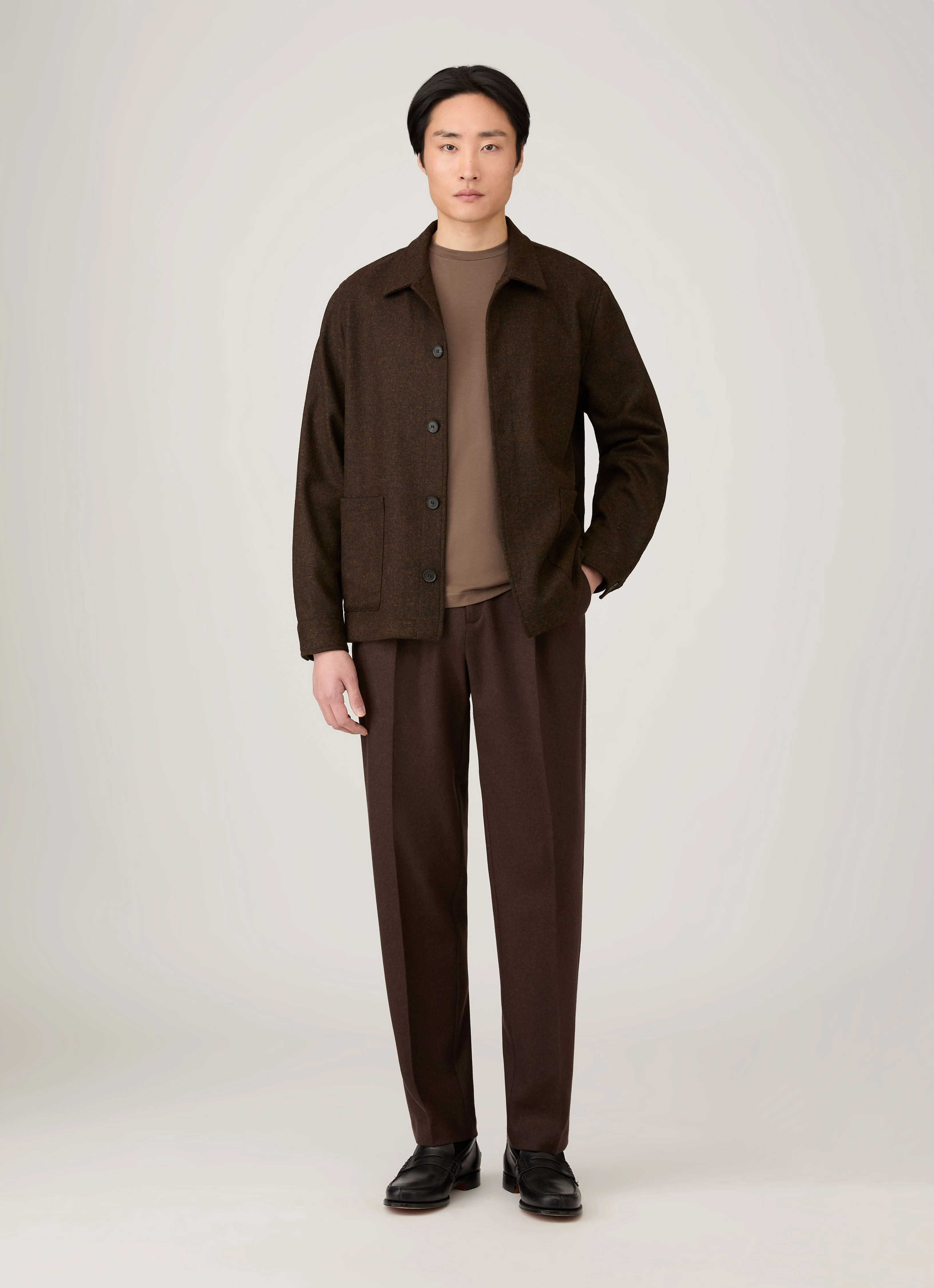 Men's Long Sleeve Riviera Midweight T-shirt in Bark Chilly Weather Style Trendy Vibes Wear