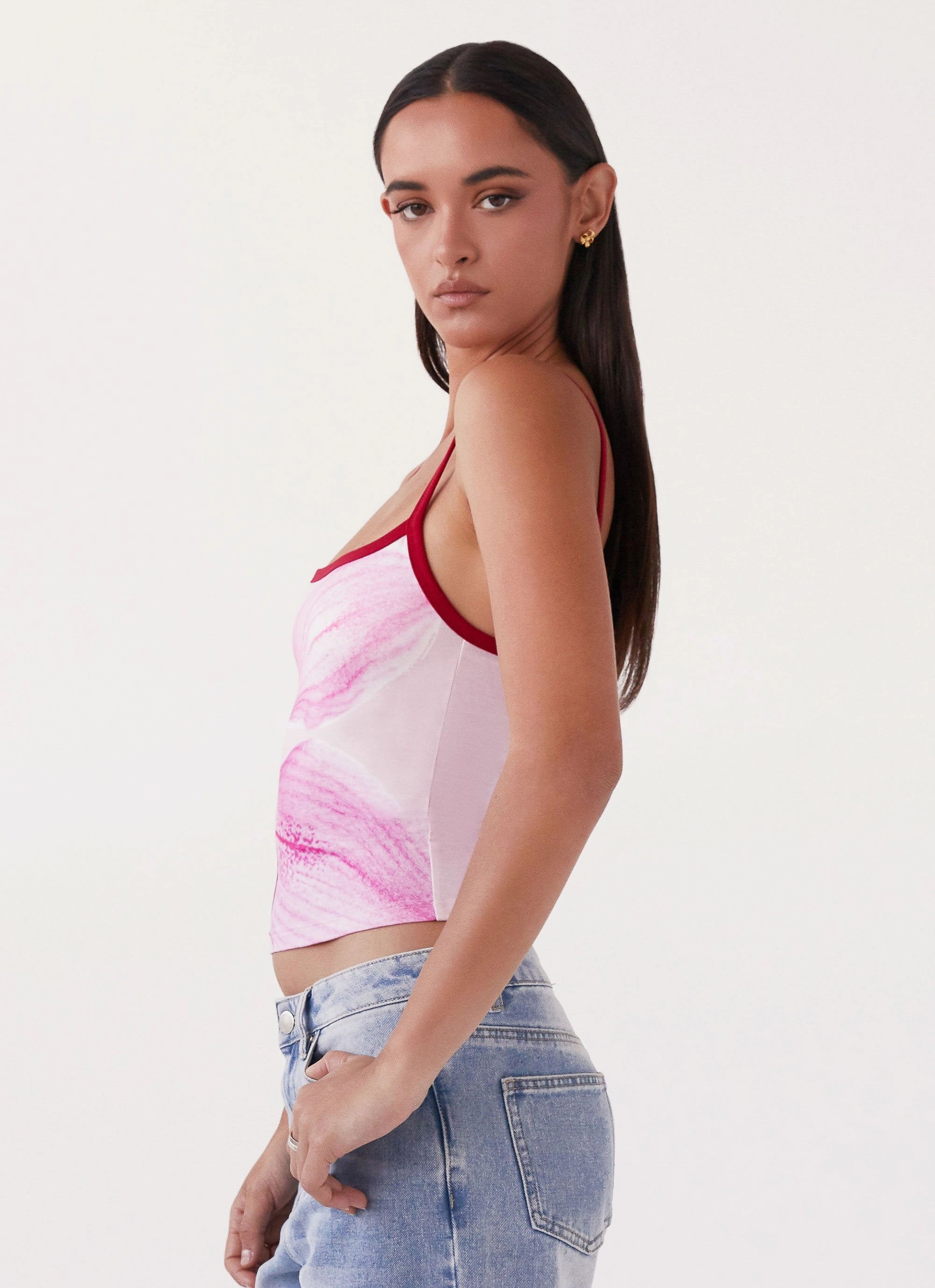 Eternal Sunshine Tank Top - Pink Peony Drop Shoulder Zero Waste Production Label