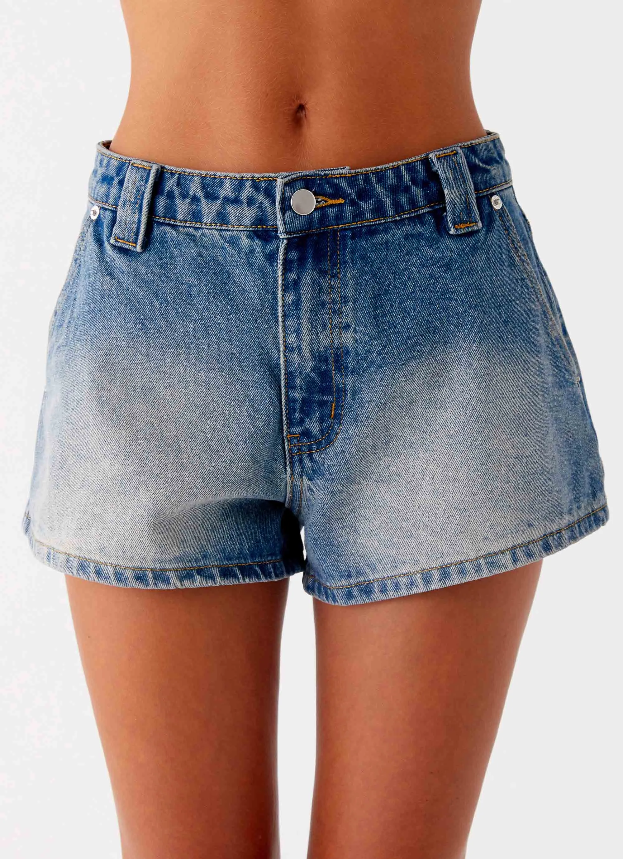 Frida Denim Shorts - Vintage Wash Blue SlimFit Stretch Ready