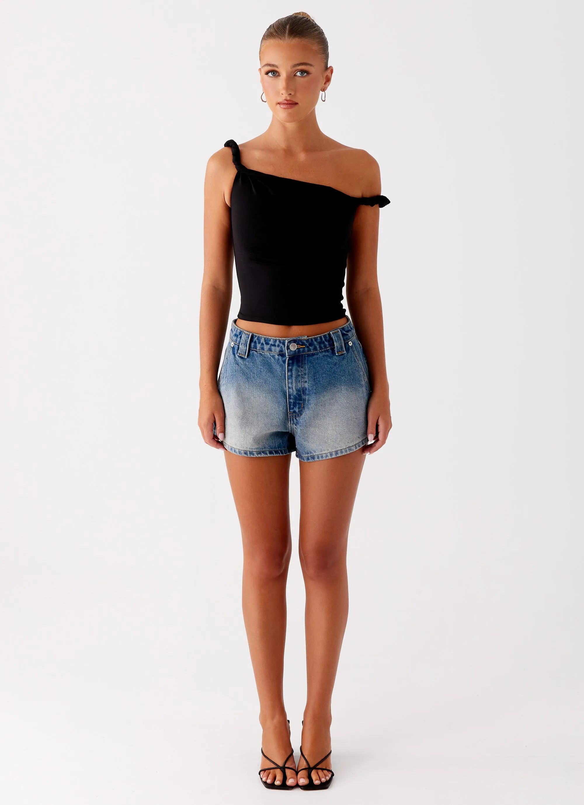 Travel Friendly Perfectly Relaxed Frida Denim Shorts - Vintage Wash Blue