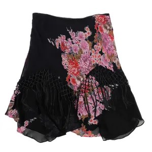 Fringe Embellished Floral Skirt (L)