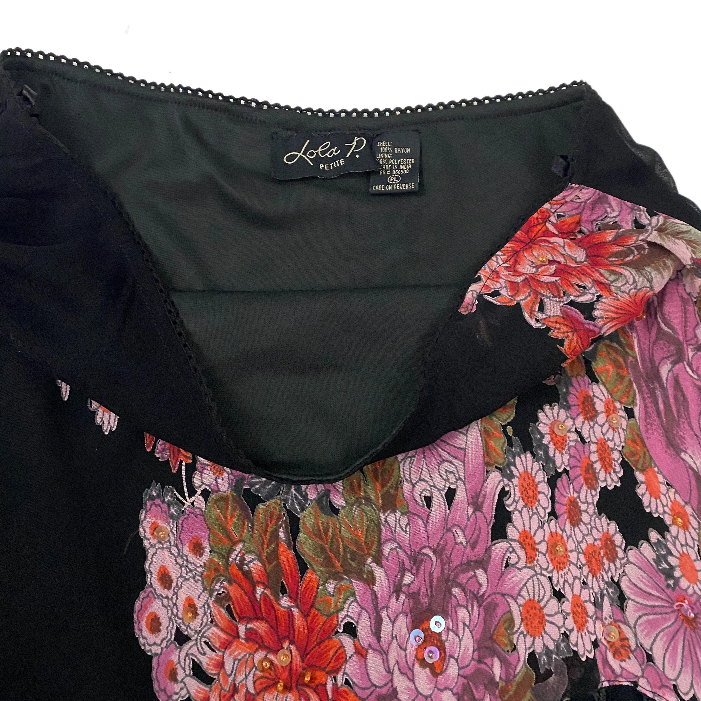 Fringe Embellished Floral Skirt (L)