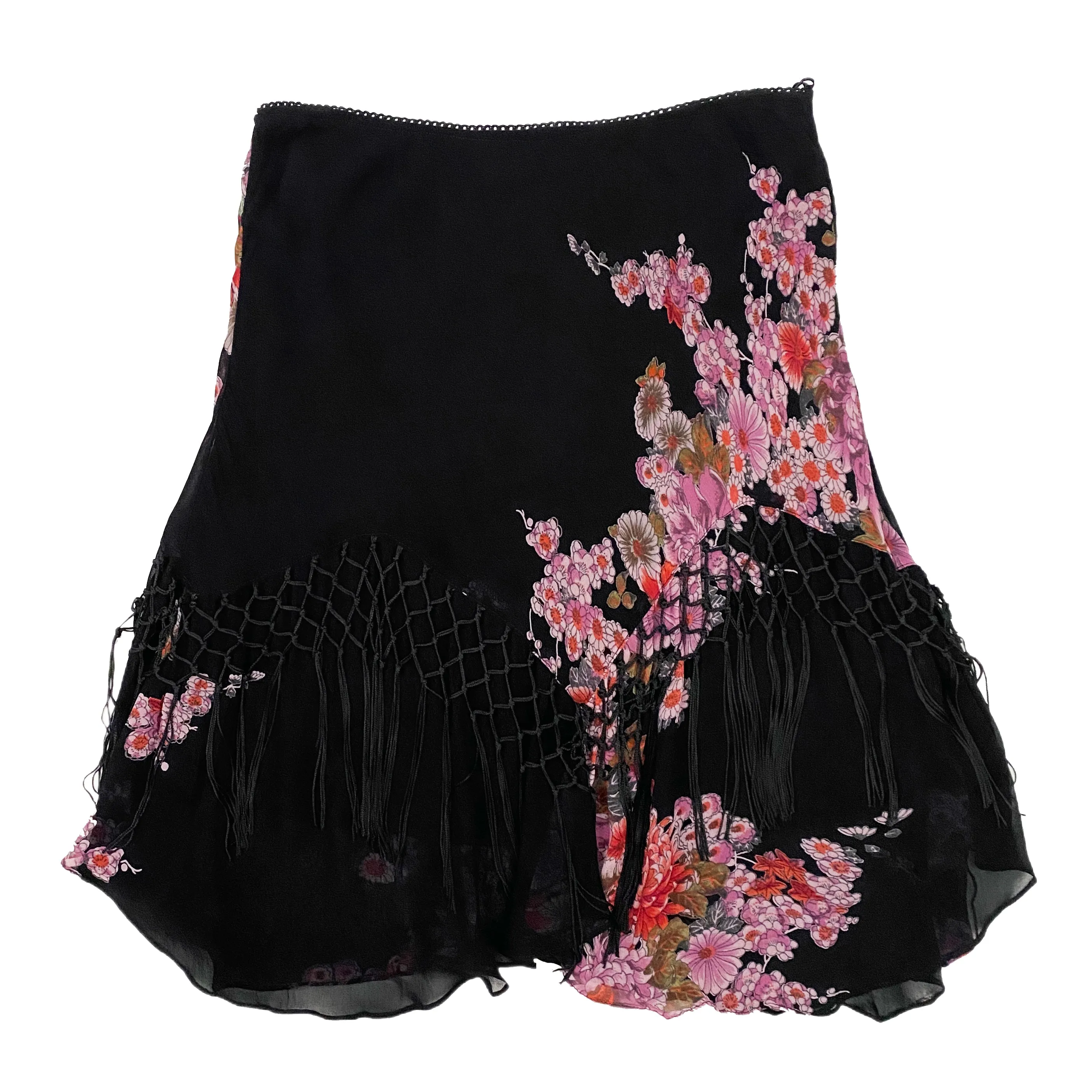 Fringe Embellished Floral Skirt (L)
